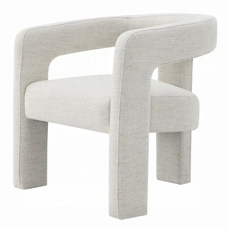 Side Dining Chair Set of 2, Textured Off White Boucle, Curved Back-4
