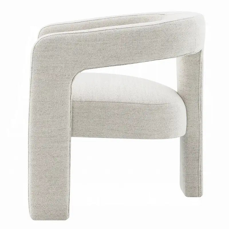Side Dining Chair Set of 2, Textured Off White Boucle, Curved Back-5