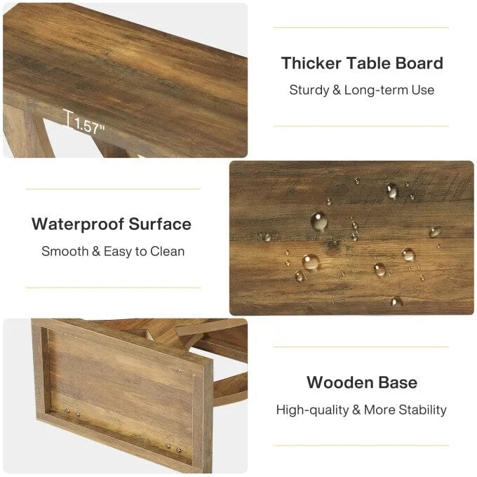 Farmhouse End Table, Narrow Side Table with Fishtail Support Design for Living Room, Study, Brown-7