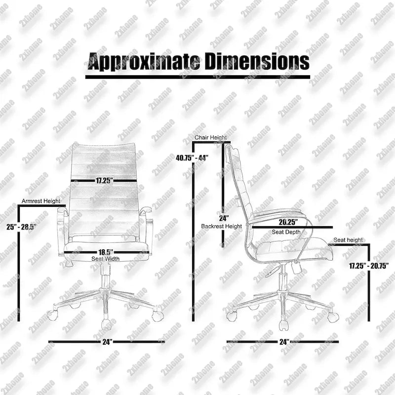 Modern Brown High Back Office Chair Ribbed PU Leather Swivel Conference Room Computer Desk Visitor Vintage Retro Boss-2