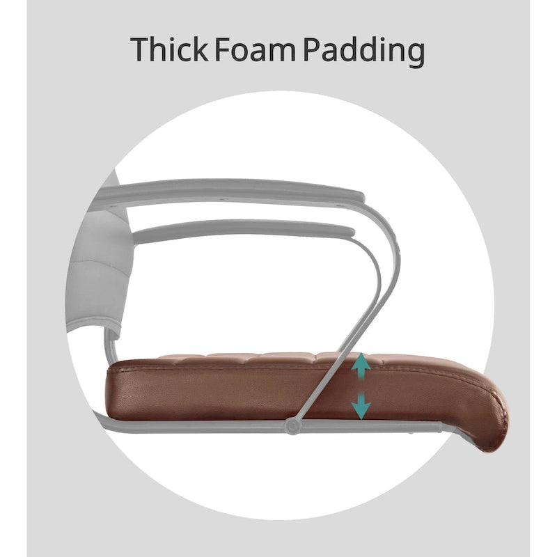 Modern Brown High Back Office Chair Ribbed PU Leather Swivel Conference Room Computer Desk Visitor Vintage Retro Boss-5