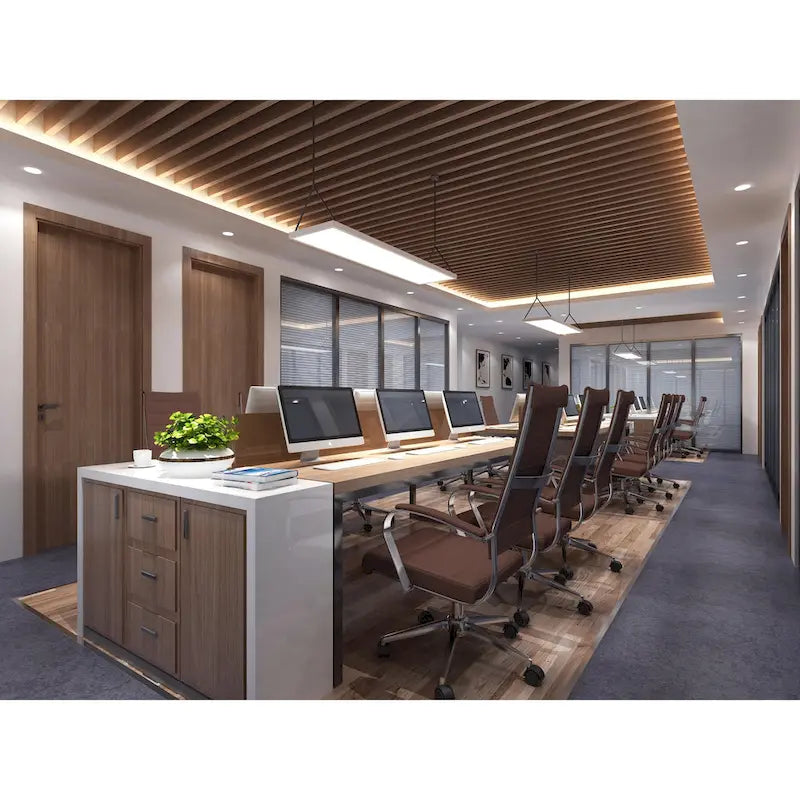 Modern Brown High Back Office Chair Ribbed PU Leather Swivel Conference Room Computer Desk Visitor Vintage Retro Boss-8