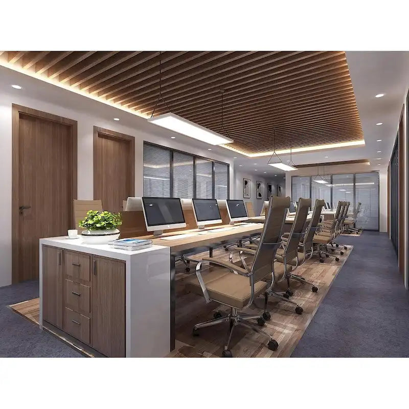 Modern Brown High Back Office Chair Ribbed PU Leather Swivel Conference Room Computer Desk Visitor Vintage Retro Boss-10