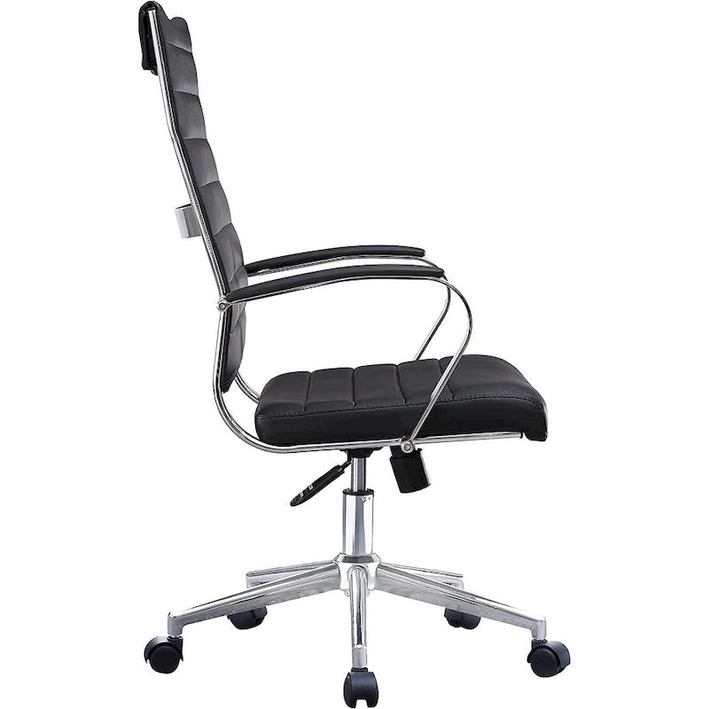 Modern Brown High Back Office Chair Ribbed PU Leather Swivel Conference Room Computer Desk Visitor Vintage Retro Boss-15