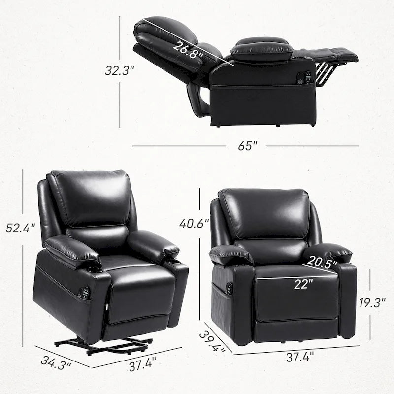 HOMCOM Power Lift Recliner Chair Sofa with Vibration Massage and Heat, Overstuffed Reclining Chair with Remote Control-12