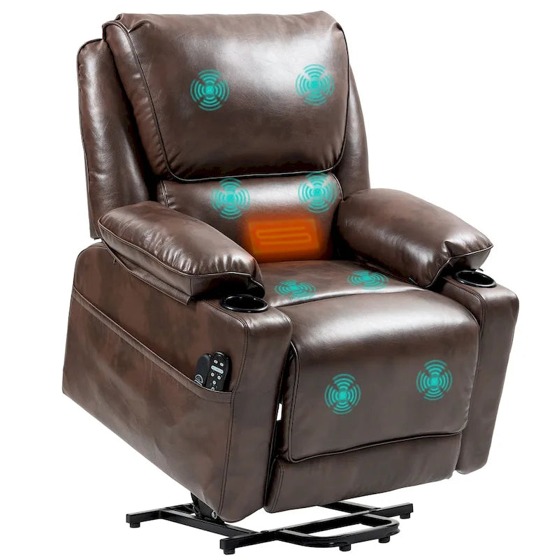 HOMCOM Power Lift Recliner Chair Sofa with Vibration Massage and Heat, Overstuffed Reclining Chair with Remote Control-2