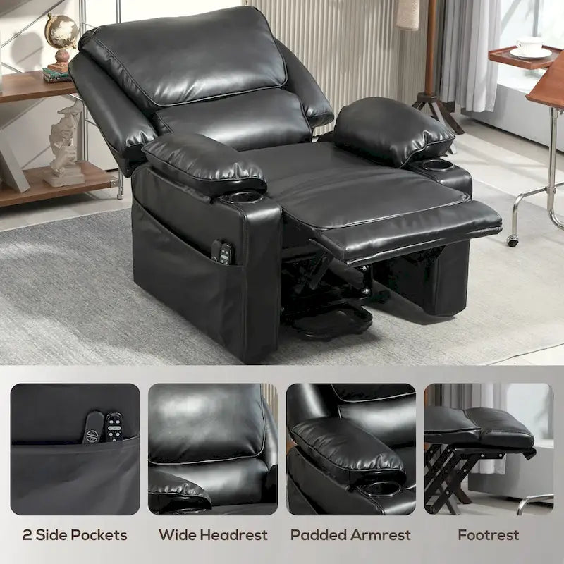 HOMCOM Power Lift Recliner Chair Sofa with Vibration Massage and Heat, Overstuffed Reclining Chair with Remote Control-9