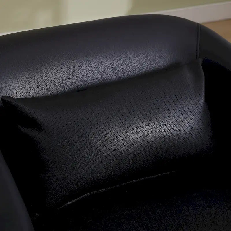 Black PU Modern 31.5 Upholstered 360 Swivel Barrel Chair with Metal Base for Living Room-11