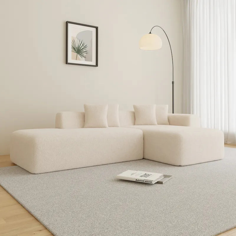 105.51 Modern L-Shape 5 Seater Modular Sectional Sofa Couch with Chaise Lounge, in Soft Lambswool Sherpa Fabric-39