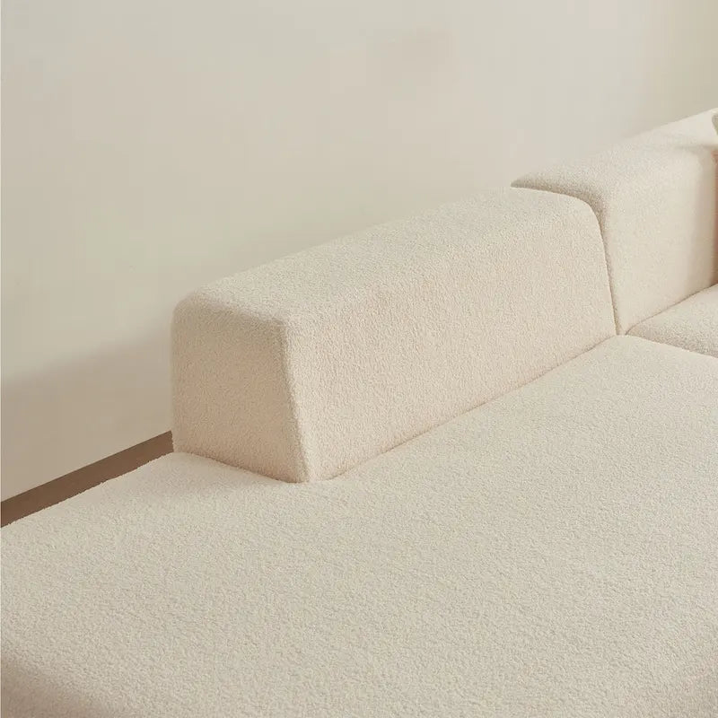 105.51 Modern L-Shape 5 Seater Modular Sectional Sofa Couch with Chaise Lounge, in Soft Lambswool Sherpa Fabric-5