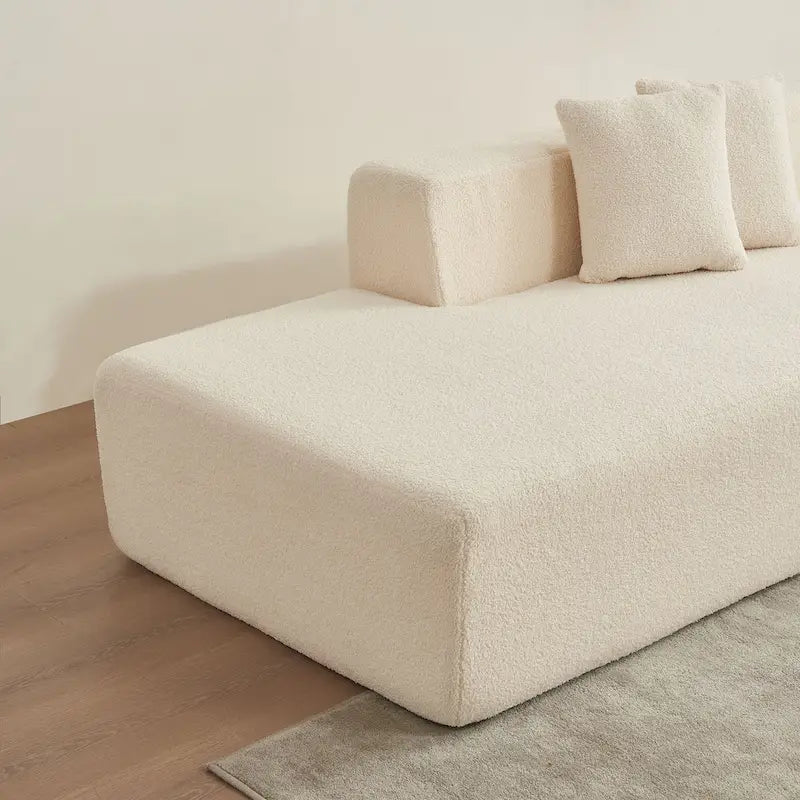 105.51 Modern L-Shape 5 Seater Modular Sectional Sofa Couch with Chaise Lounge, in Soft Lambswool Sherpa Fabric-6