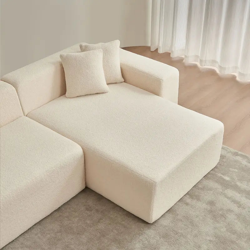 105.51 Modern L-Shape 5 Seater Modular Sectional Sofa Couch with Chaise Lounge, in Soft Lambswool Sherpa Fabric-7