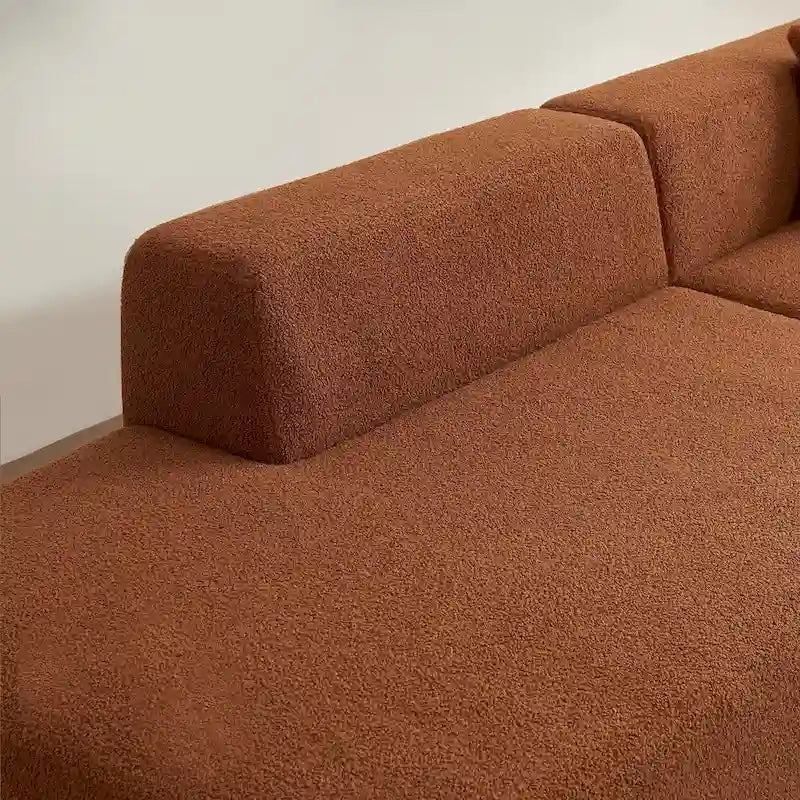 105.51 Modern L-Shape 5 Seater Modular Sectional Sofa Couch with Chaise Lounge, in Soft Lambswool Sherpa Fabric-13