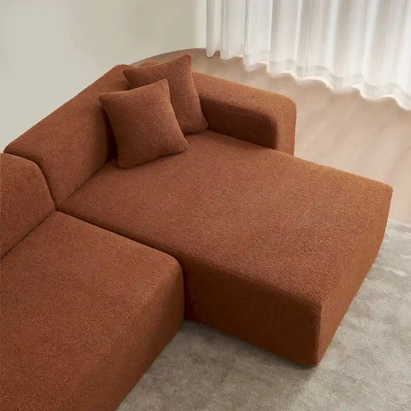 105.51 Modern L-Shape 5 Seater Modular Sectional Sofa Couch with Chaise Lounge, in Soft Lambswool Sherpa Fabric-14