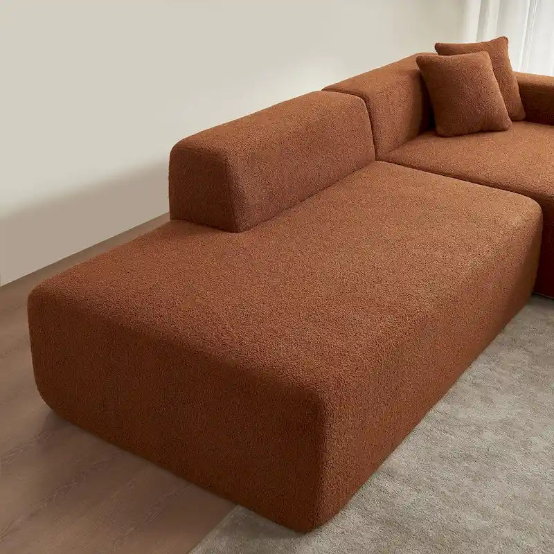 105.51 Modern L-Shape 5 Seater Modular Sectional Sofa Couch with Chaise Lounge, in Soft Lambswool Sherpa Fabric-16