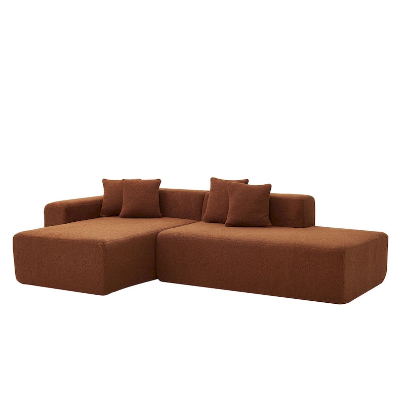 105.51 Modern L-Shape 5 Seater Modular Sectional Sofa Couch with Chaise Lounge, in Soft Lambswool Sherpa Fabric-31