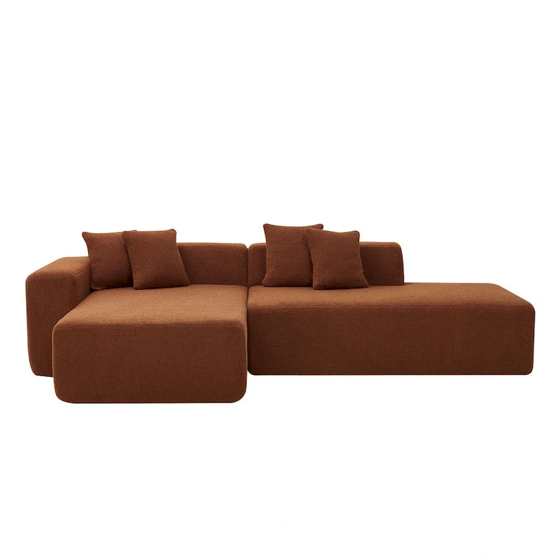 105.51 Modern L-Shape 5 Seater Modular Sectional Sofa Couch with Chaise Lounge, in Soft Lambswool Sherpa Fabric-32
