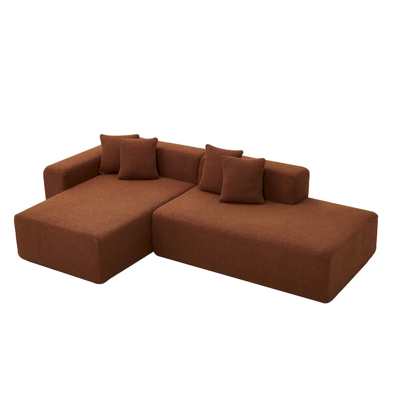 105.51 Modern L-Shape 5 Seater Modular Sectional Sofa Couch with Chaise Lounge, in Soft Lambswool Sherpa Fabric-33