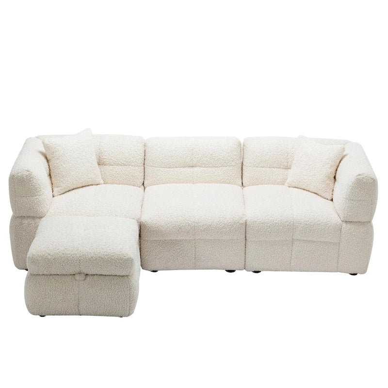 87.7 Fabric 4 Seater Sectional Sofa with Movable Ottoman, 2 USB Ports, and 2 Lumbar Pillows, Ideal for Living Room-18