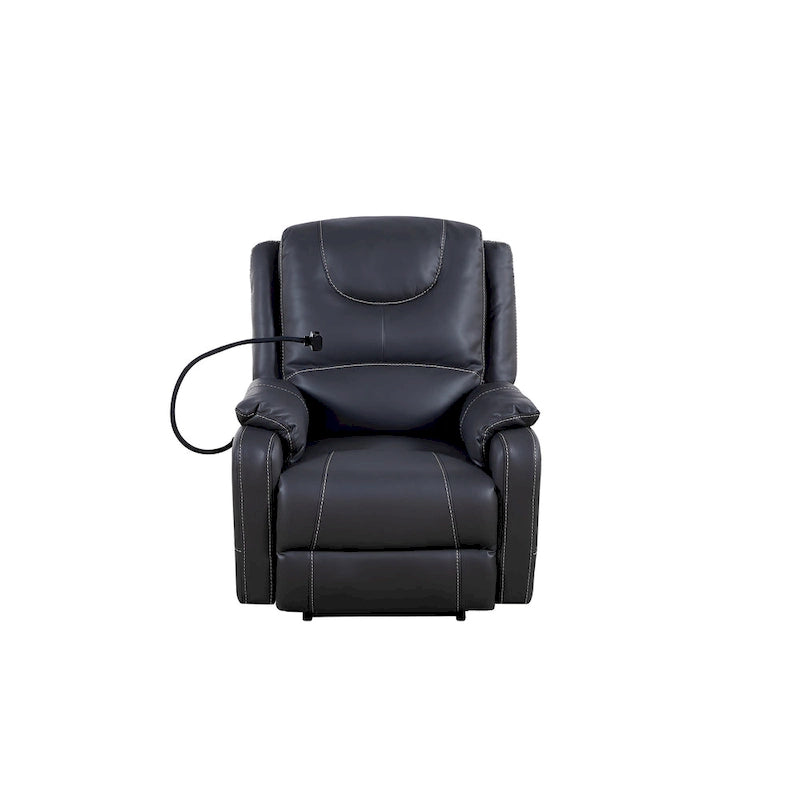 Black Power Recliner Chair, with Massage, Heating, USB Ports, Phone Holder, and Side Pockets, Adjustable Recline up to 139