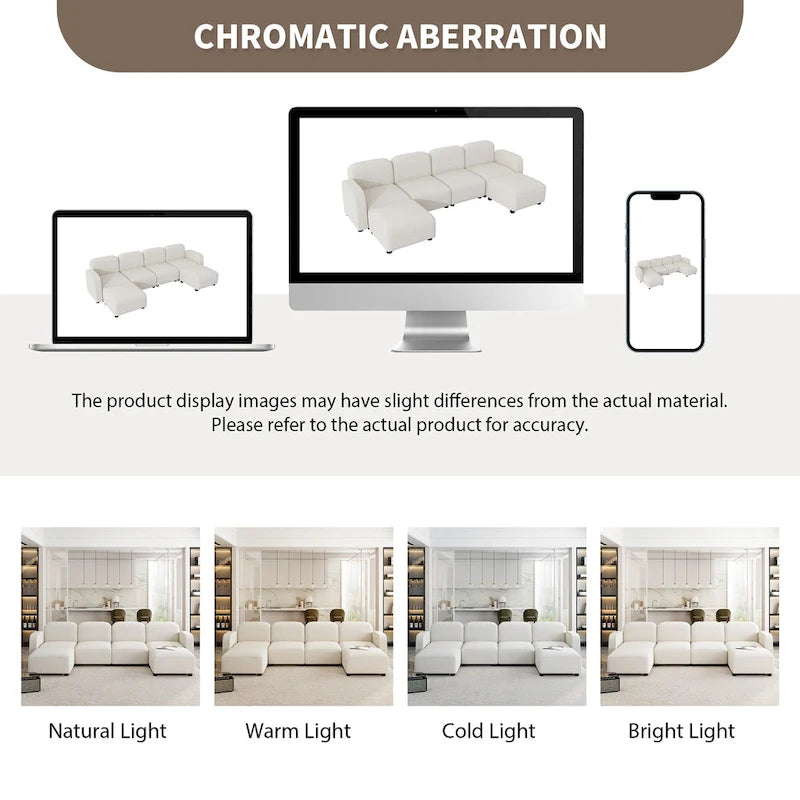 116 Modular U-Shaped Velvet 6-Seat Sectional Sofa with Two Ottomans, Reversible Design for Customizable Living Space-6