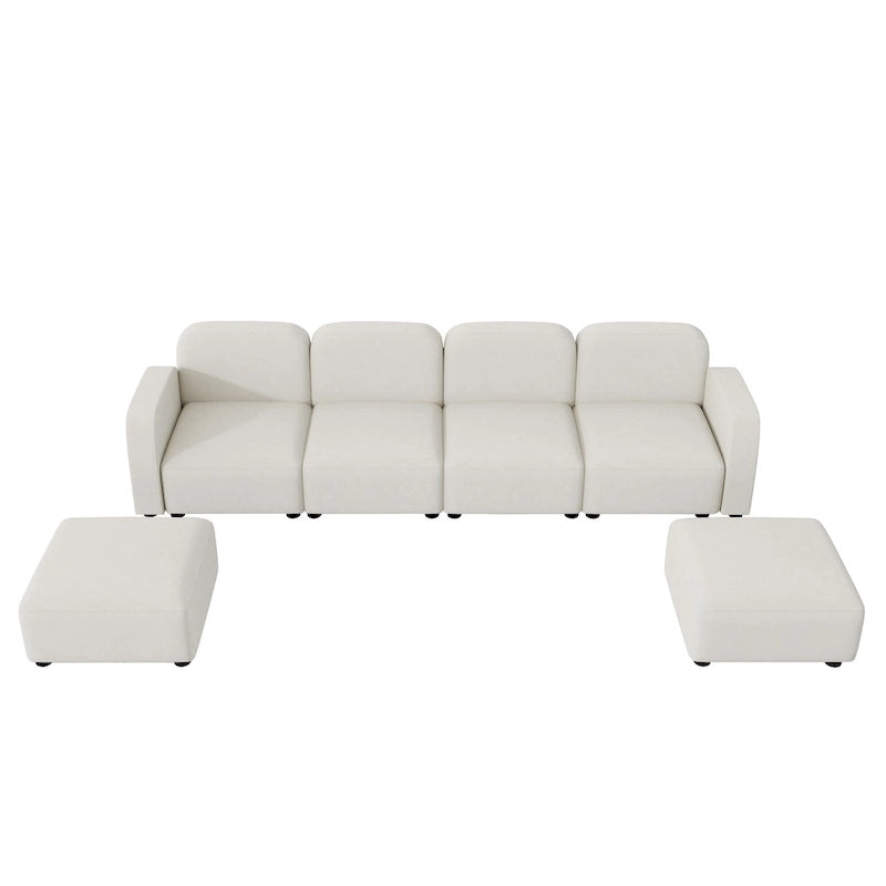 116 Modular U-Shaped Velvet 6-Seat Sectional Sofa with Two Ottomans, Reversible Design for Customizable Living Space-10