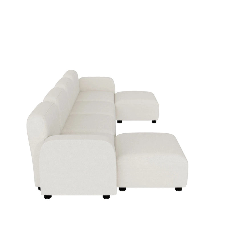 116 Modular U-Shaped Velvet 6-Seat Sectional Sofa with Two Ottomans, Reversible Design for Customizable Living Space-13