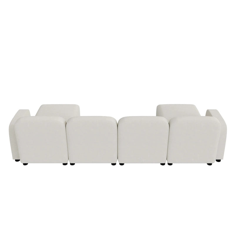 116 Modular U-Shaped Velvet 6-Seat Sectional Sofa with Two Ottomans, Reversible Design for Customizable Living Space-15