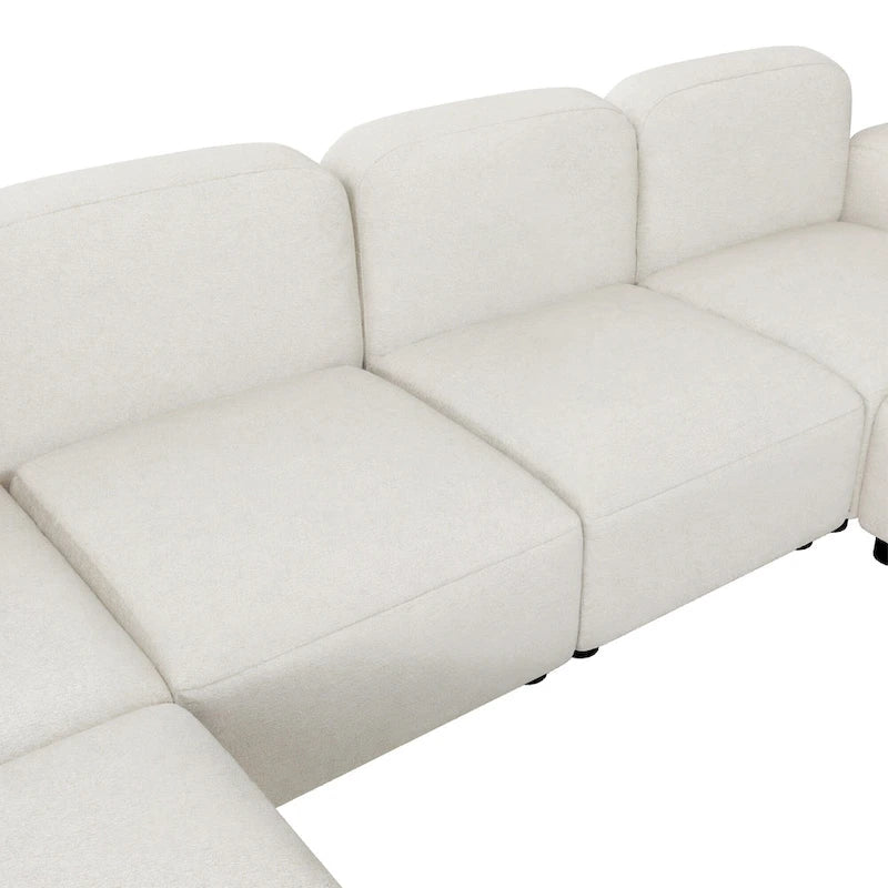 116 Modular U-Shaped Velvet 6-Seat Sectional Sofa with Two Ottomans, Reversible Design for Customizable Living Space-17