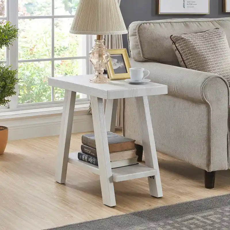 23.5 Modern Rectangular Side Table with Storage Shelf and Wide-angled Legs-17