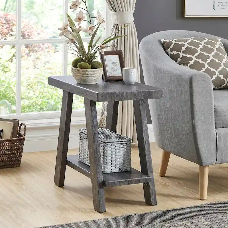 23.5 Modern Rectangular Side Table with Storage Shelf and Wide-angled Legs-18