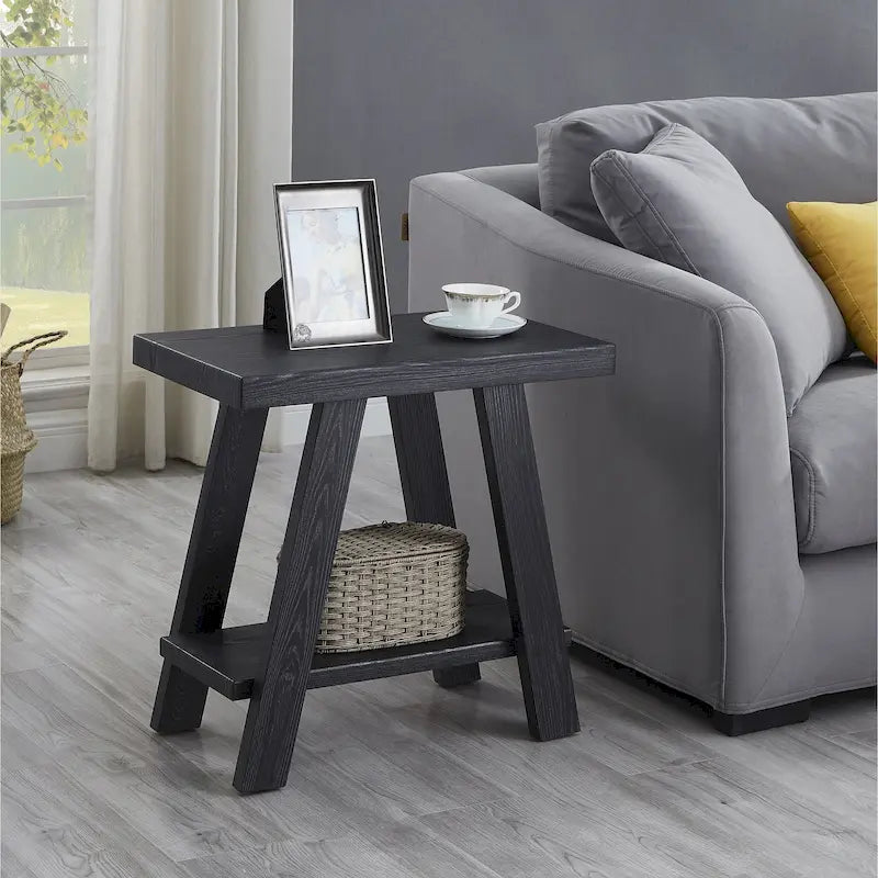 23.5 Modern Rectangular Side Table with Storage Shelf and Wide-angled Legs-19