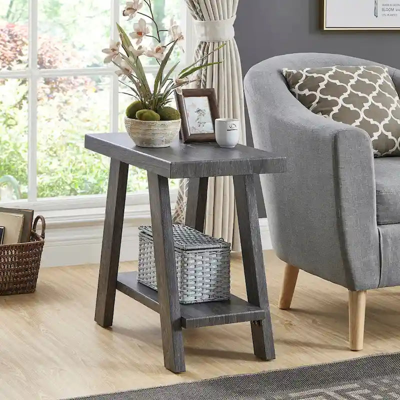 23.5 Modern Rectangular Side Table with Storage Shelf and Wide-angled Legs-7