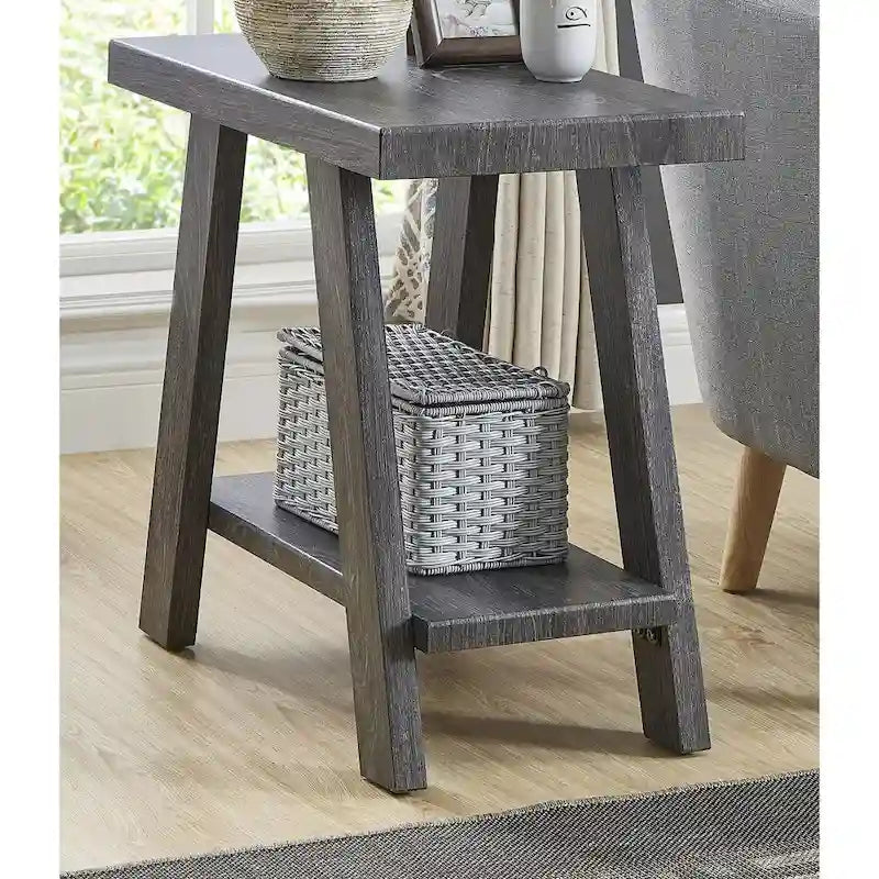 23.5 Modern Rectangular Side Table with Storage Shelf and Wide-angled Legs-10