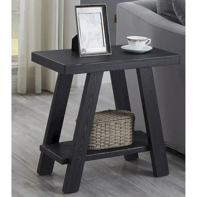 23.5 Modern Rectangular Side Table with Storage Shelf and Wide-angled Legs-15