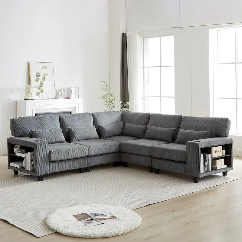 102.75 Corduroy L-Shaped Modular Sectional Sofa with Storage-35