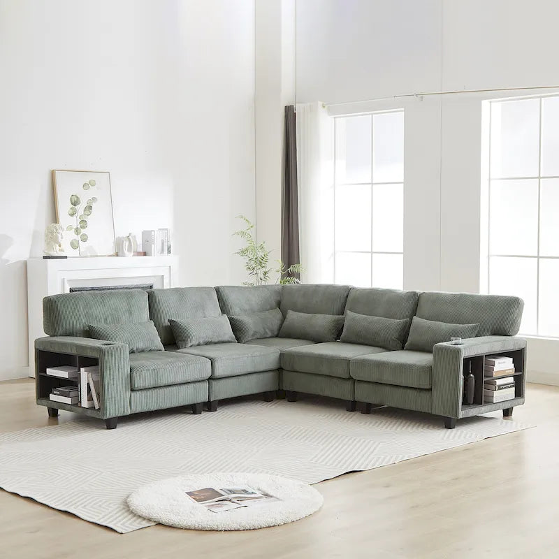 102.75 Corduroy L-Shaped Modular Sectional Sofa with Storage-38