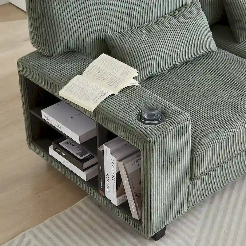 102.75 Corduroy L-Shaped Modular Sectional Sofa with Storage-12