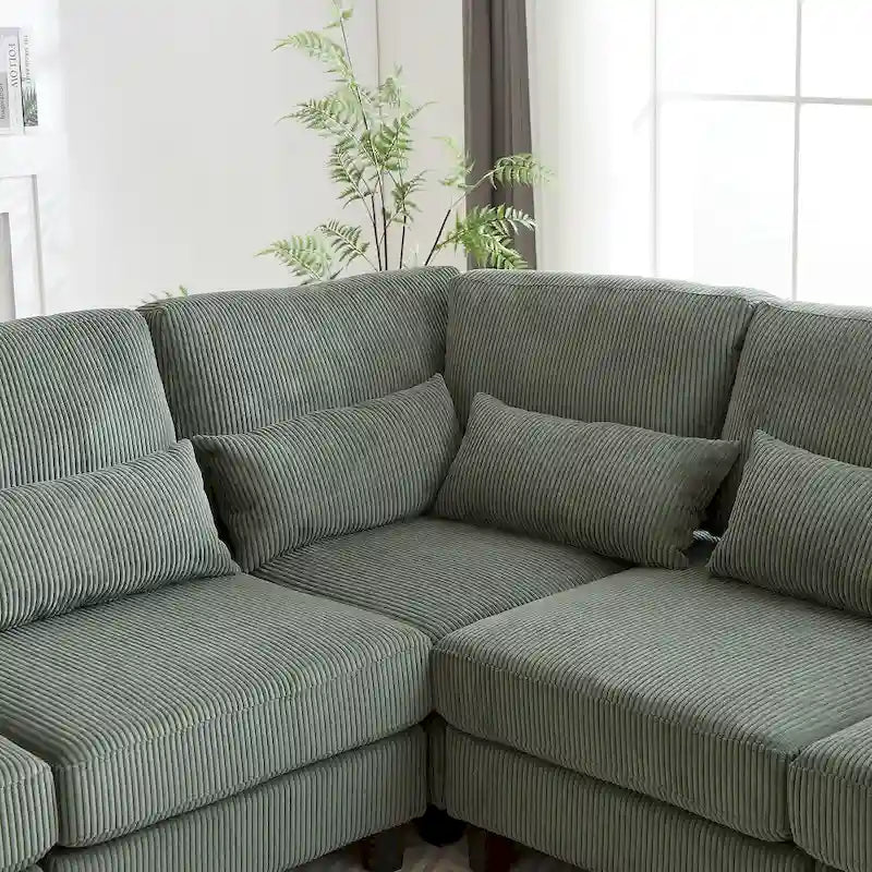 102.75 Corduroy L-Shaped Modular Sectional Sofa with Storage-13