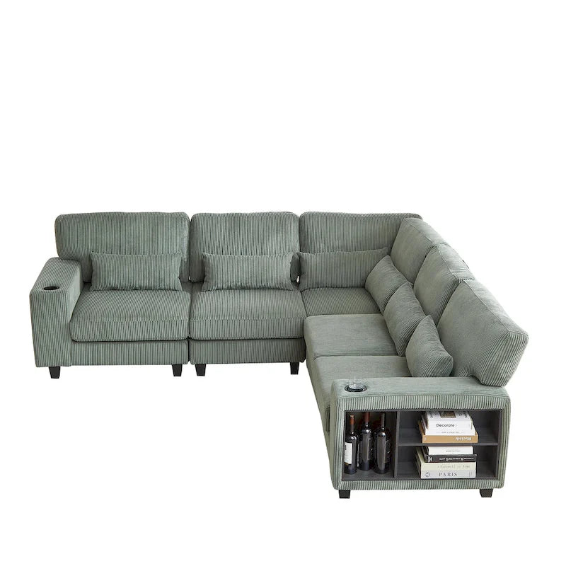 102.75 Corduroy L-Shaped Modular Sectional Sofa with Storage-17