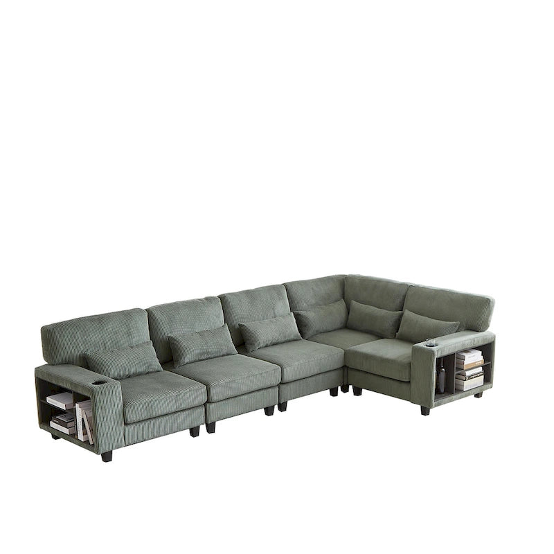 102.75 Corduroy L-Shaped Modular Sectional Sofa with Storage-19