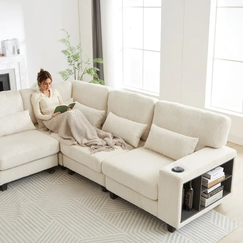 102.75 Corduroy L-Shaped Modular Sectional Sofa with Storage-27