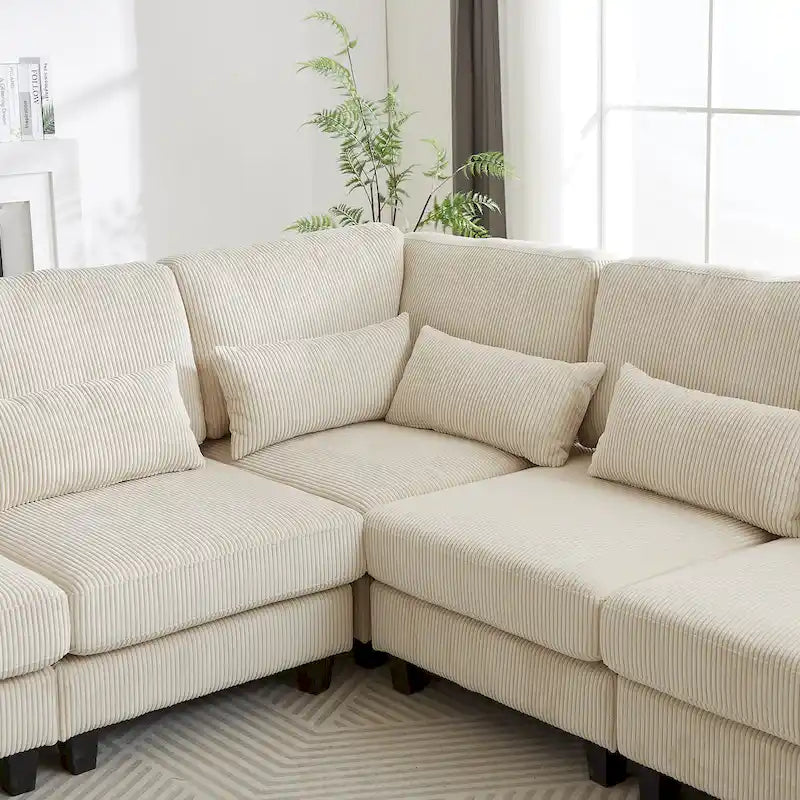 102.75 Corduroy L-Shaped Modular Sectional Sofa with Storage-28