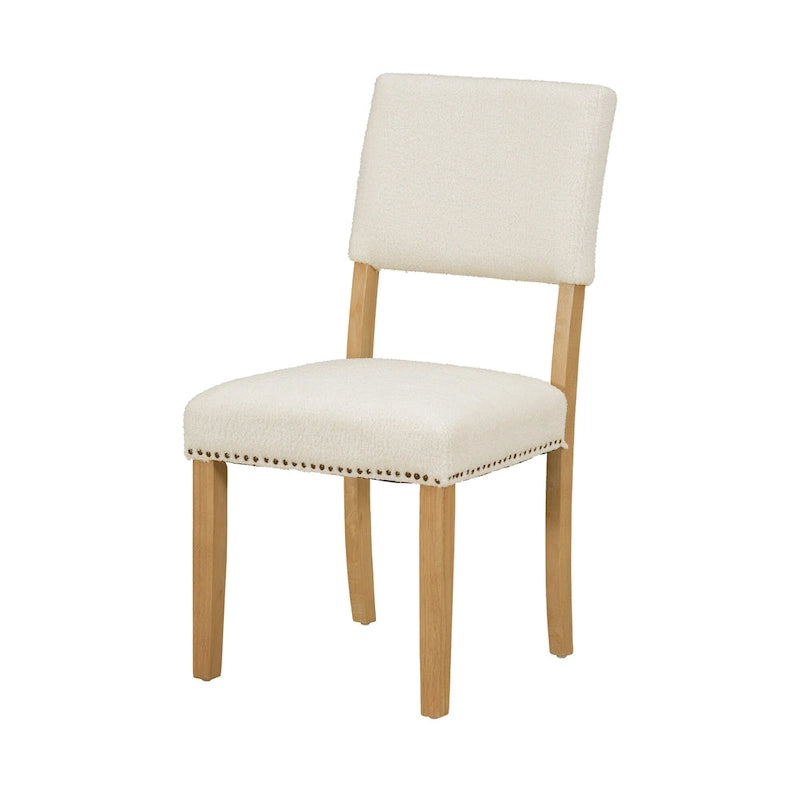 Farmhouse Style 5-Piece Wooden Dining Set with Round Table and 4 Lambswool-like Fabric Upholstered Chairs-11