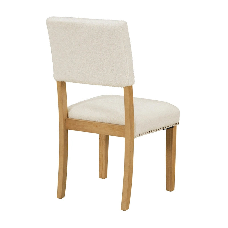 Farmhouse Style 5-Piece Wooden Dining Set with Round Table and 4 Lambswool-like Fabric Upholstered Chairs-12