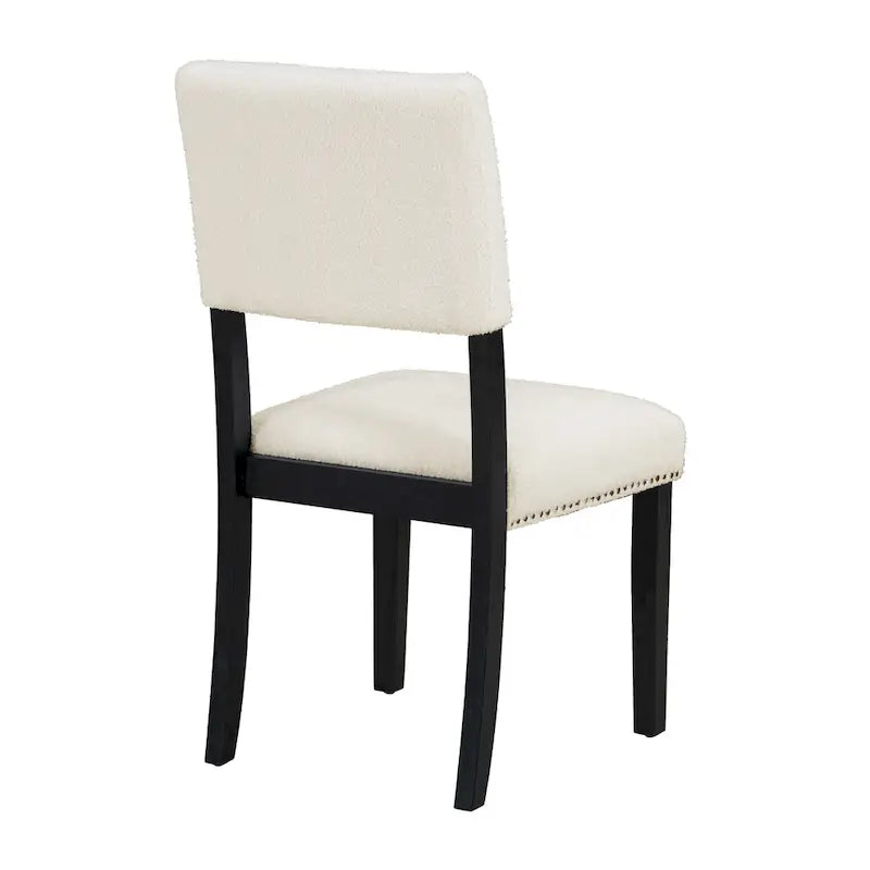 Farmhouse Style 5-Piece Wooden Dining Set with Round Table and 4 Lambswool-like Fabric Upholstered Chairs-25