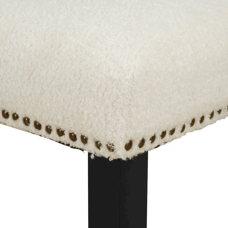 Farmhouse Style 5-Piece Wooden Dining Set with Round Table and 4 Lambswool-like Fabric Upholstered Chairs-27