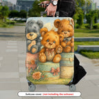 1-Piece Cute  Animal Teddy Bear Flower Bow  Suitcase Luggage Cover, Stretch Protective Sleeve