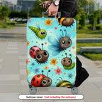 1-Piece Colorful Fun Bugs Ladybug Flowers Butterfly  Suitcase Luggage Cover, Stretch Protective Sleeve