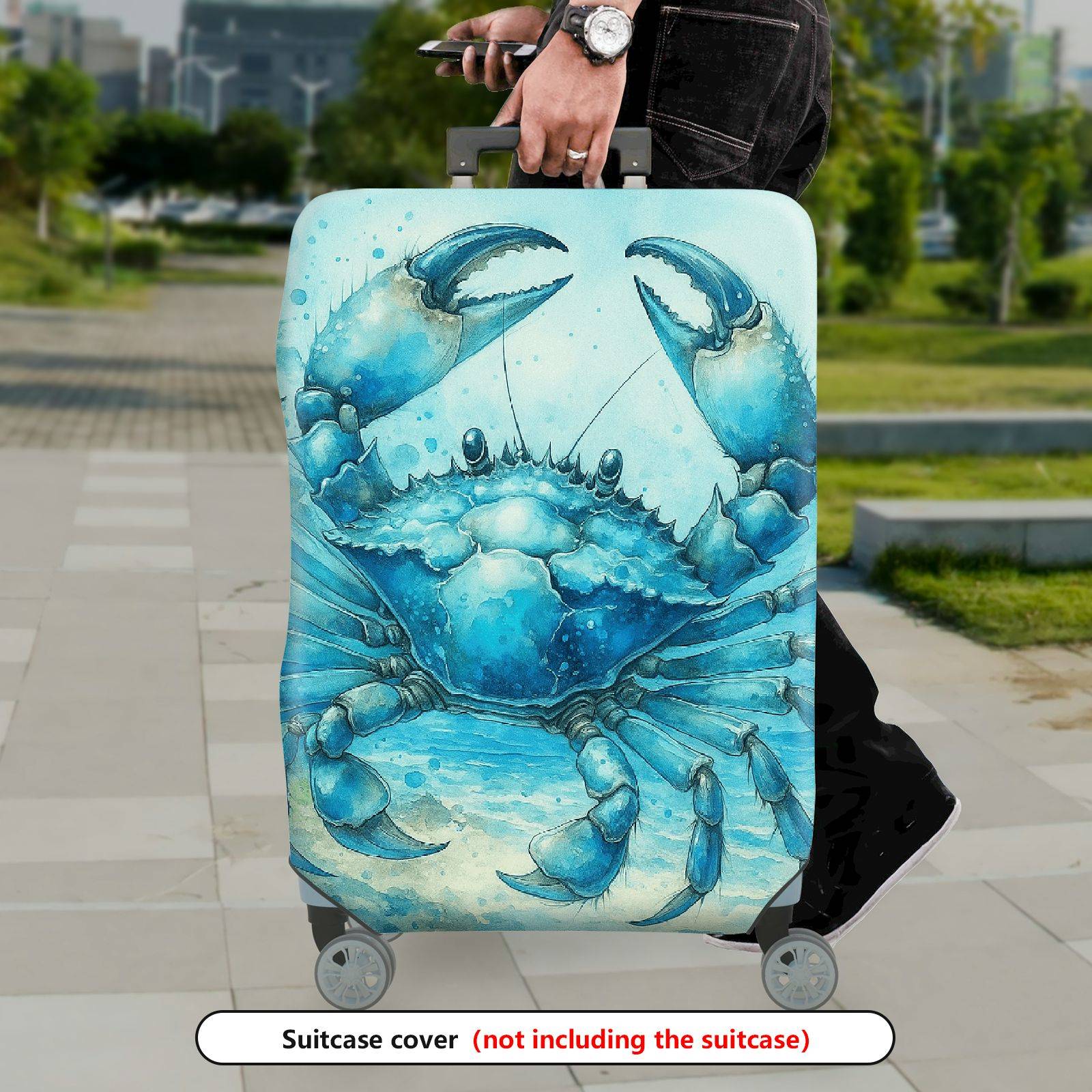 1-Piece Crab Ocean Artistic Graphic Stylish  Suitcase Luggage Cover, Stretch Protective Sleeve
